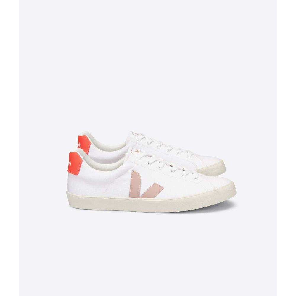 Veja ESPLAR SE CANVAS Joggesko Dame White/Orange | NO 605YXF